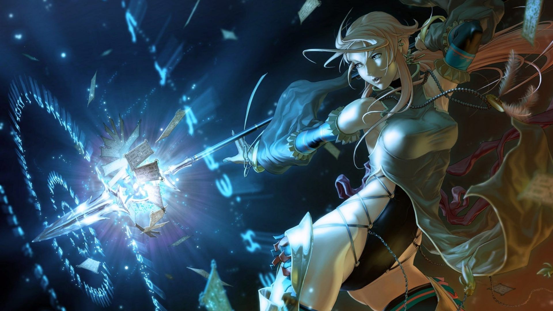 Women Wizard Fantasy Magic Anime Soft Shading Anime
