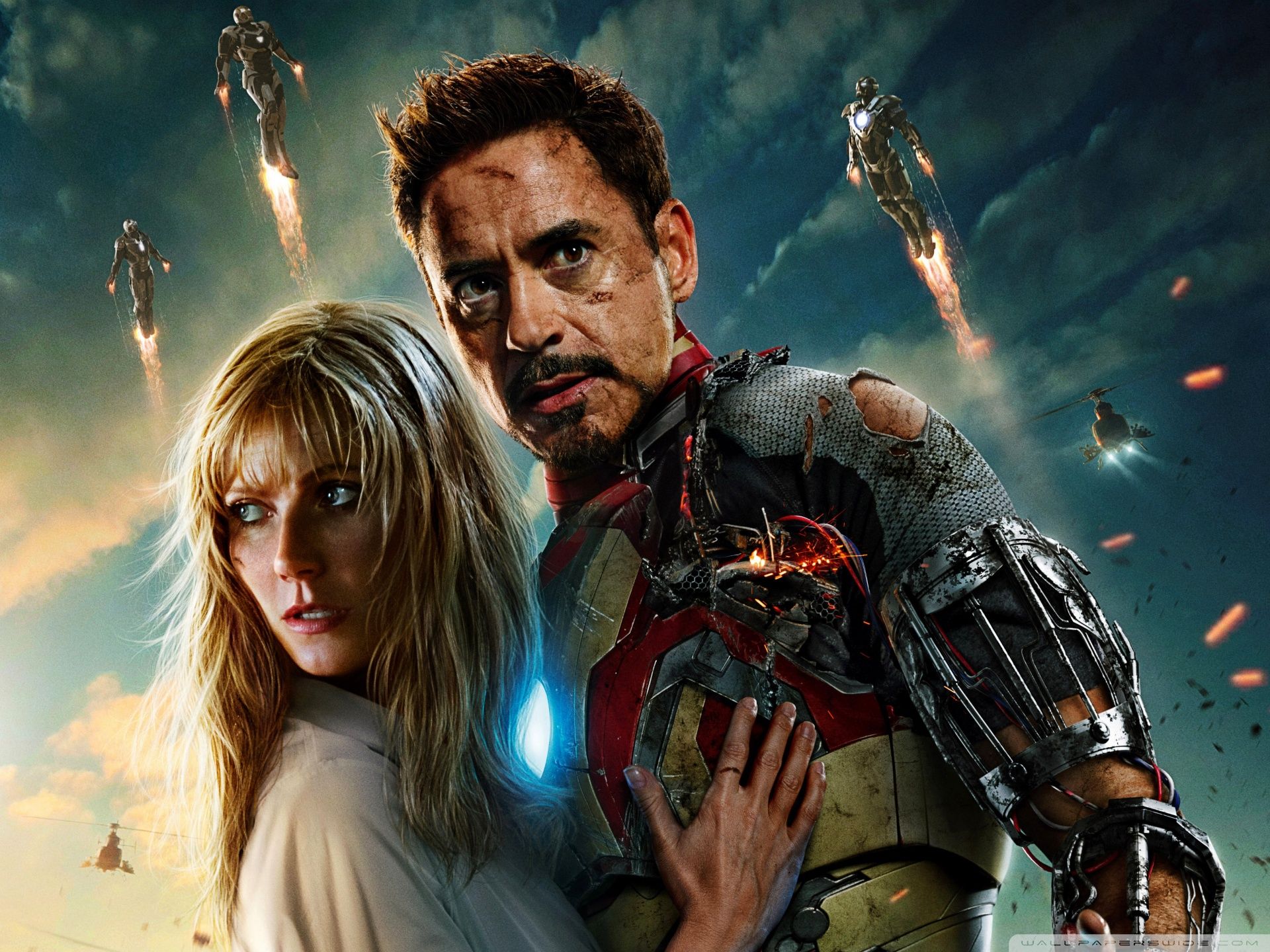 Iron Man 3 Tony Stark And Pepper Potts Ultra HD Desktop Background