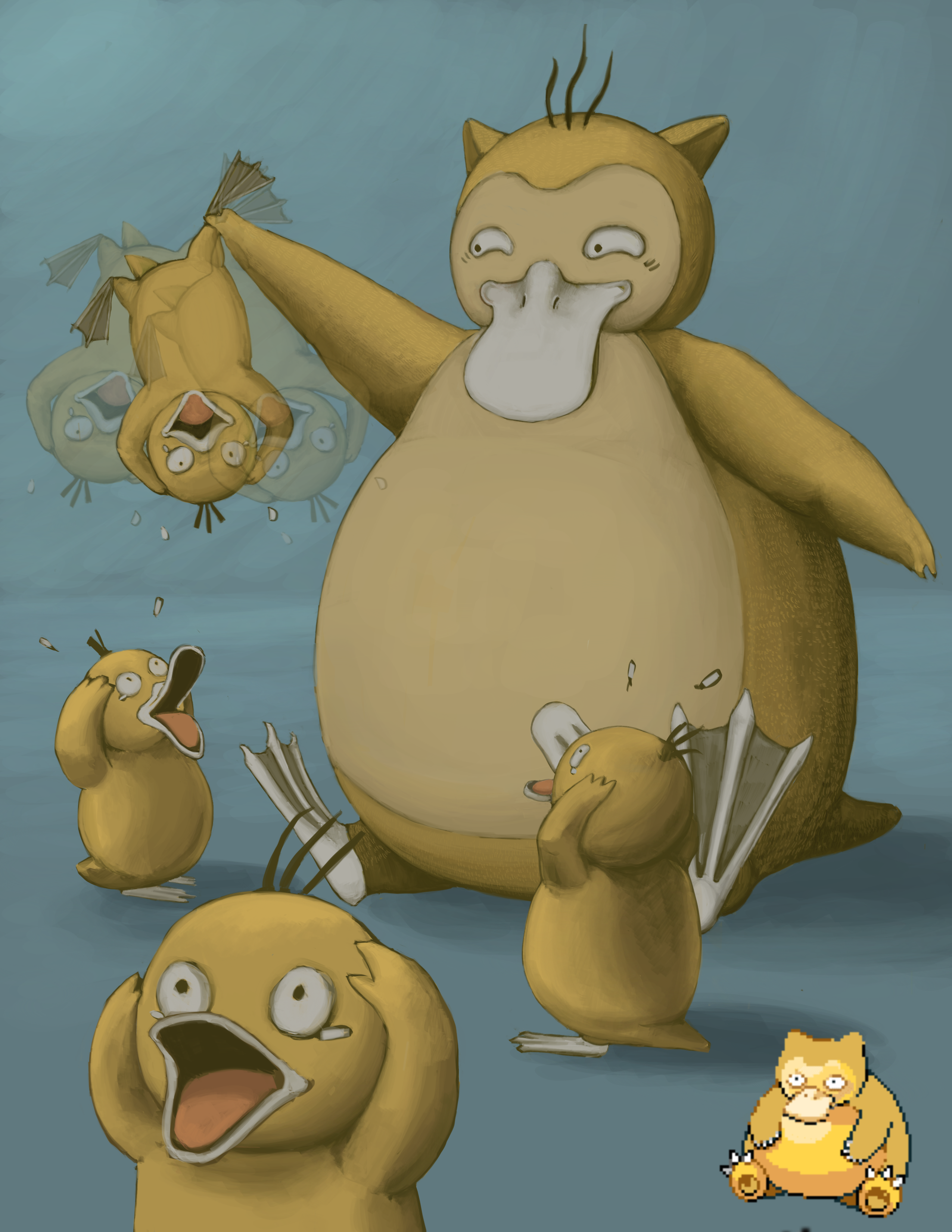 Psylax. The fear is real. Pokemon fusion of Snorlax and Psyduck