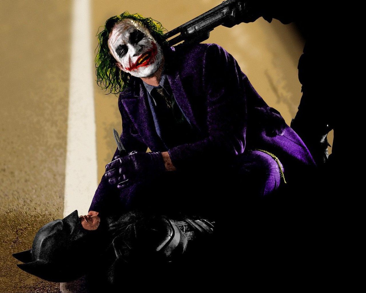 Download 1280x1024 The Joker fighting Batman in The Dark Knight