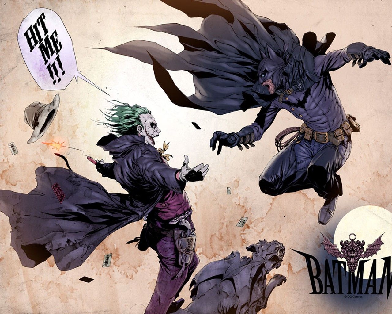 Download 1280x1024 Batman, Joker, Fighting wallpaper