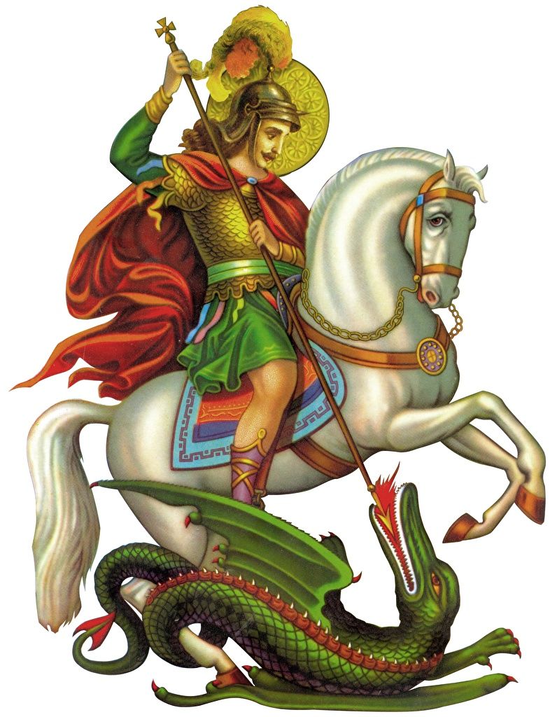Image Spear Horses Dragons Warriors Saint George Religion White