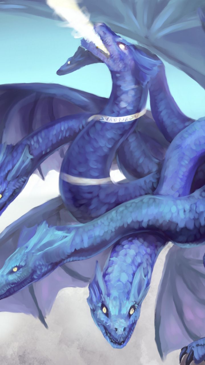 Hydra, dragon, fantasy, art, 720x1280 wallpaper. Dragon artwork