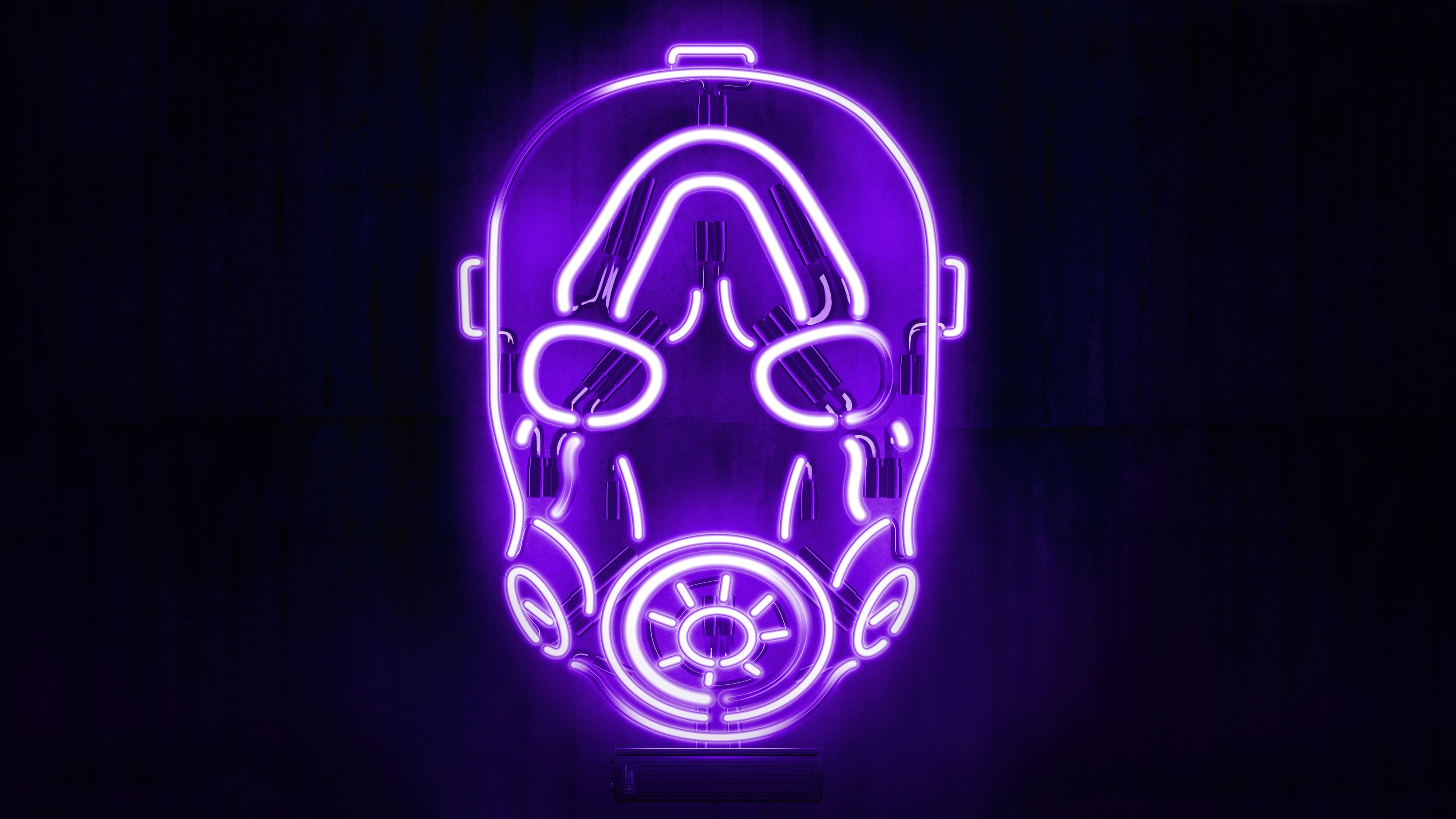 Borderlands Psycho Mask 4K Wallpaper, Neon, Black background