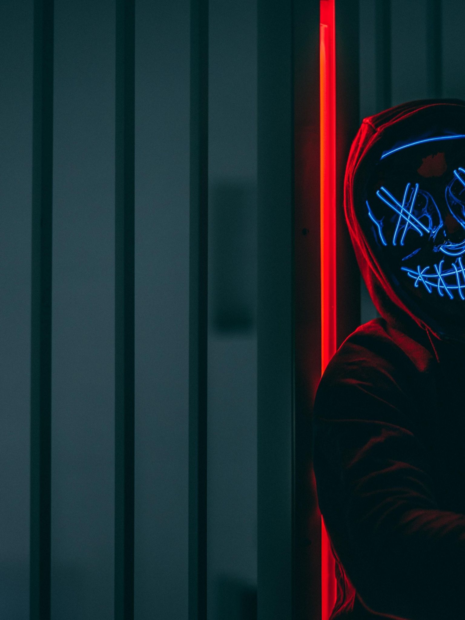 Free download wallpaper mask hood neon anonymous glow HD