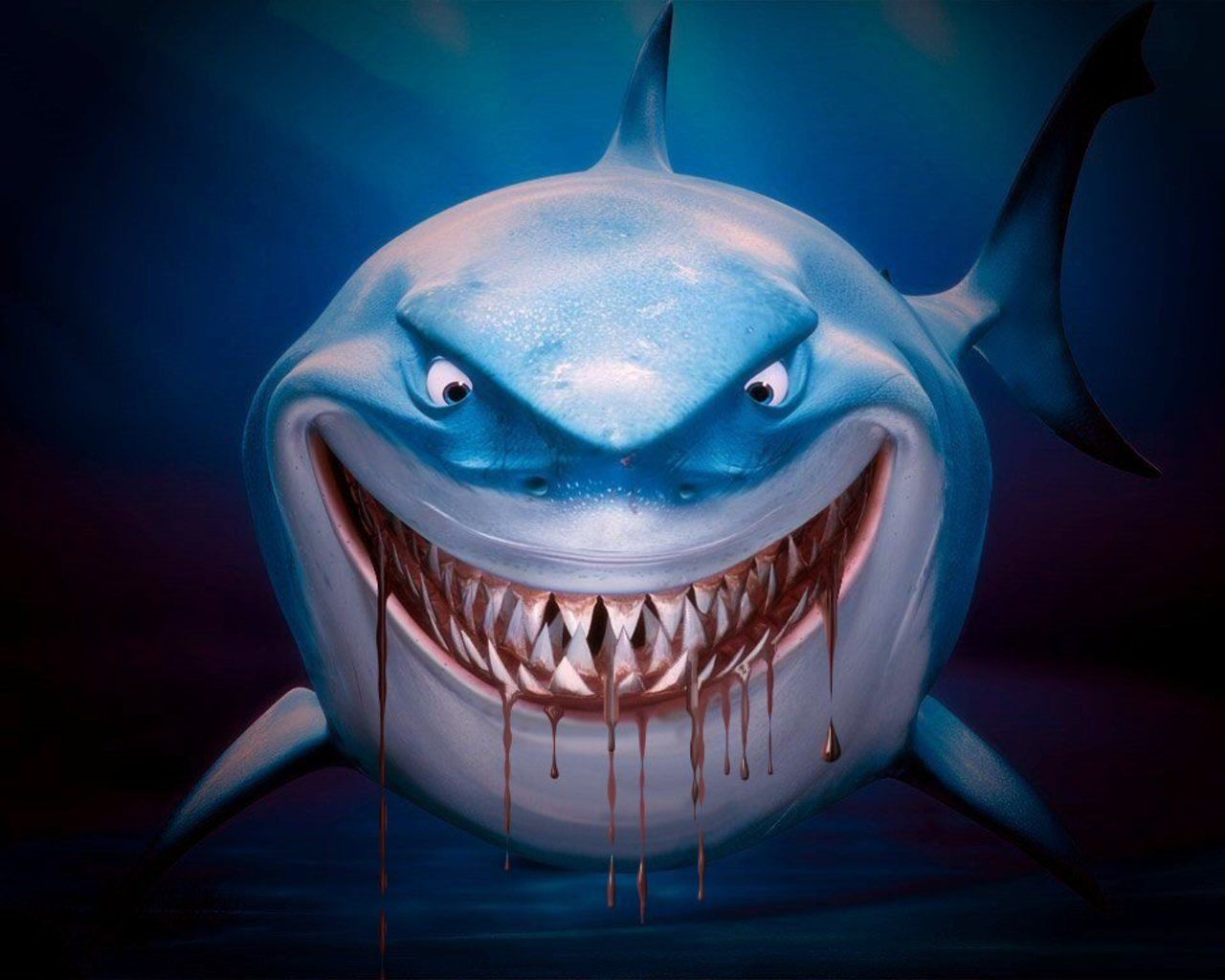 This image of a bloodthirsty shark is a representation of how