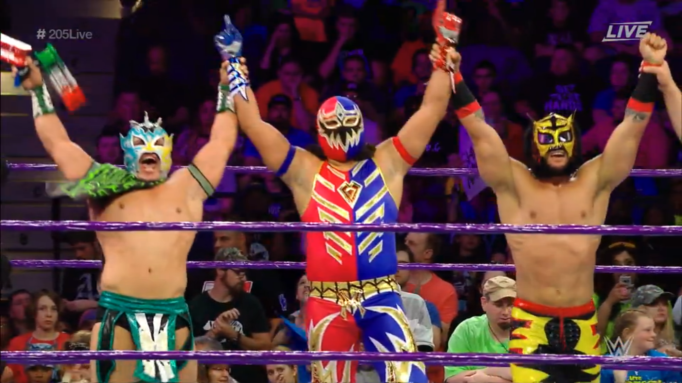 Lucha House Party beat the Lion Brothers badly in A Tornado Tag