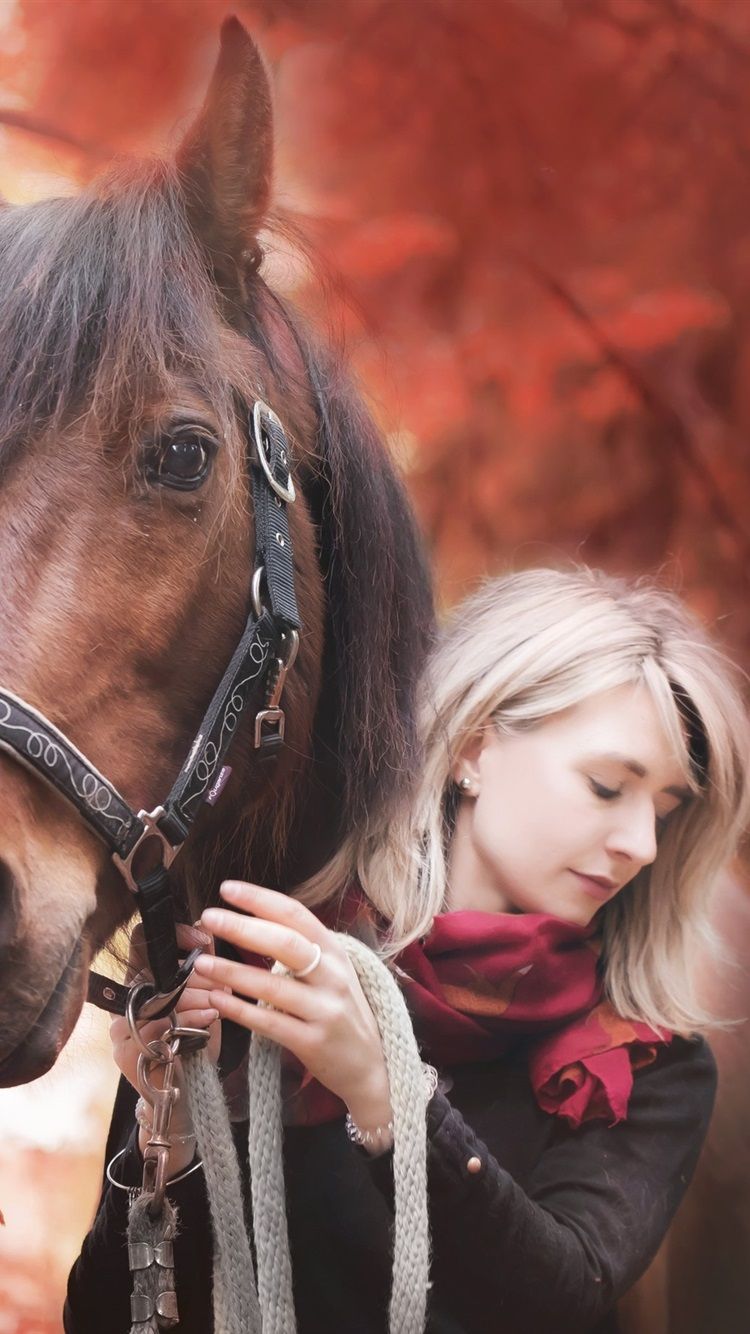 Wallpaper Girl and horse, autumn 2560x1600 HD Picture, Image