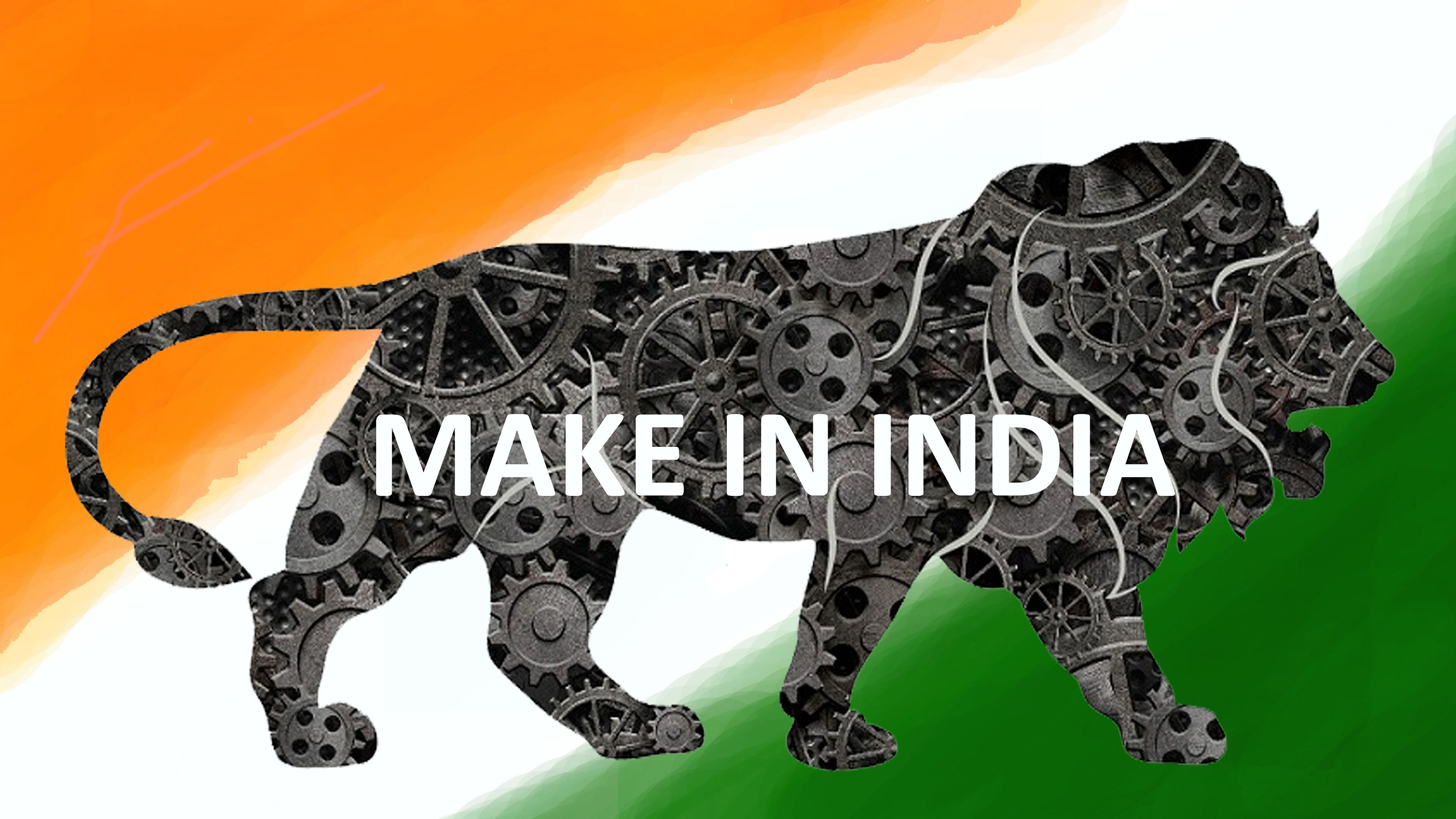 Make In India Logo Flag Brand Lion Symbol Mechanical Wallpaper