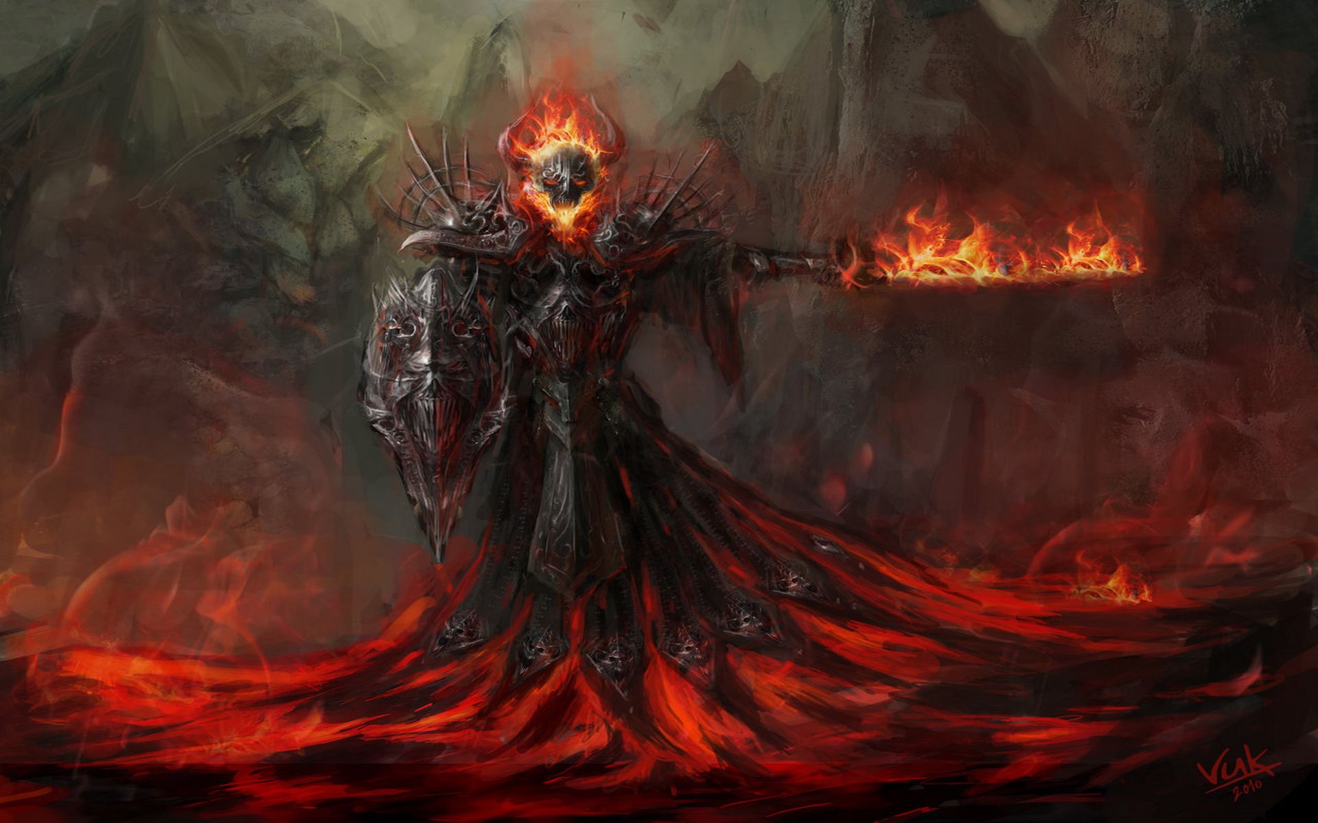 Dark demon fantasy fire wallpaperx1200