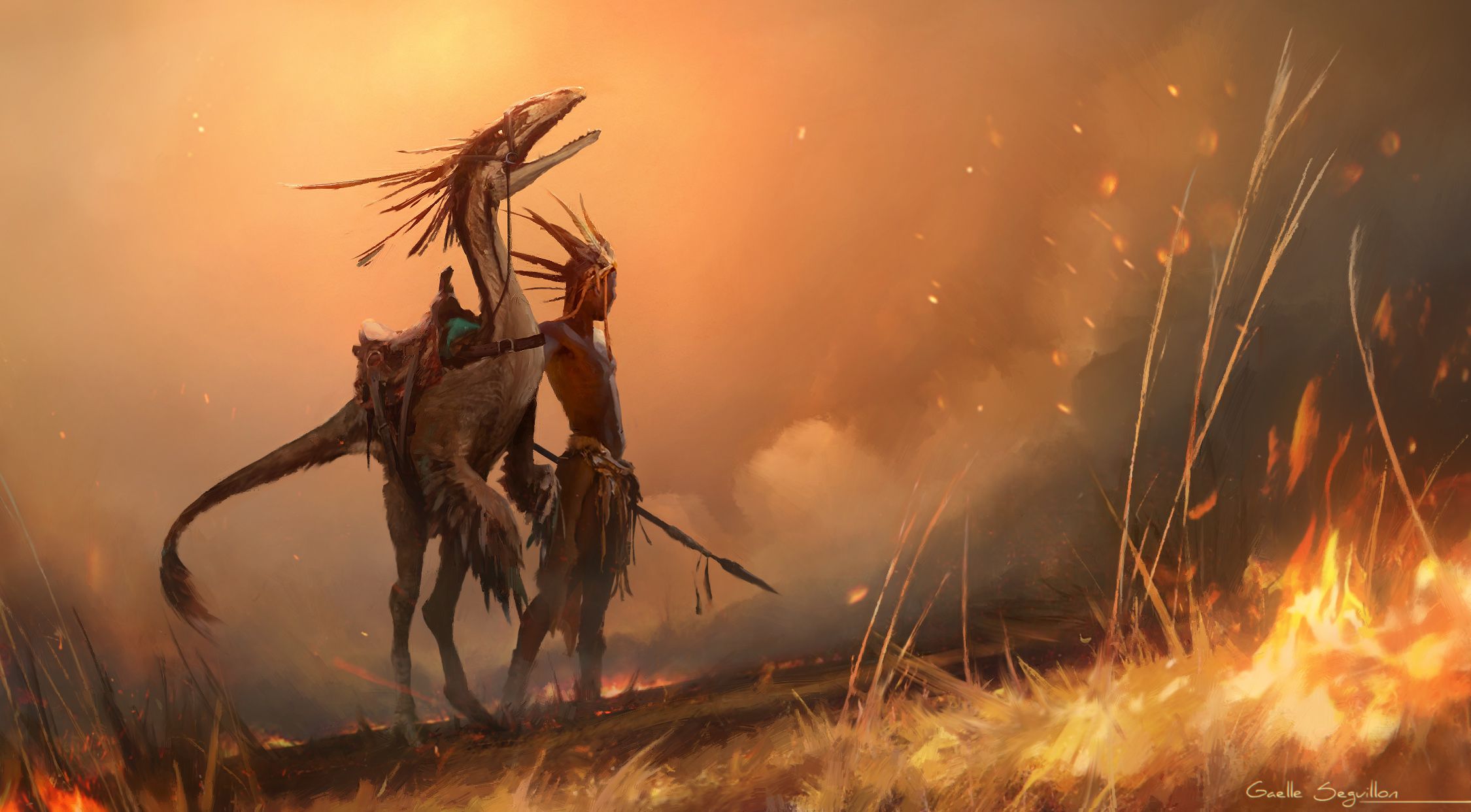 Warrior Creature Fantasy Fire Artwork, HD Artist, 4k Wallpaper