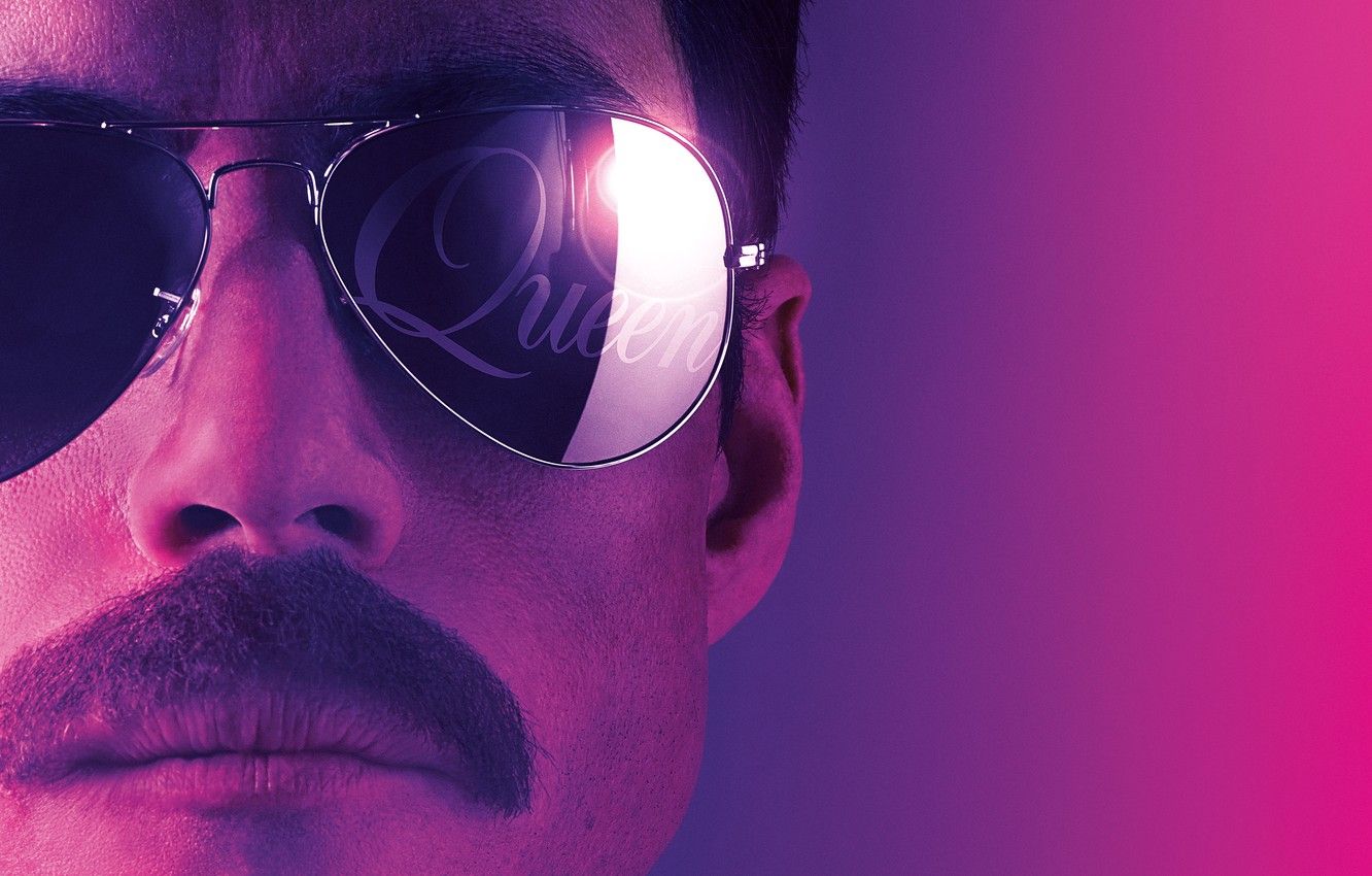Wallpaper mustache, glasses, Queen, Bohemian Rhapsody, Rami Malek