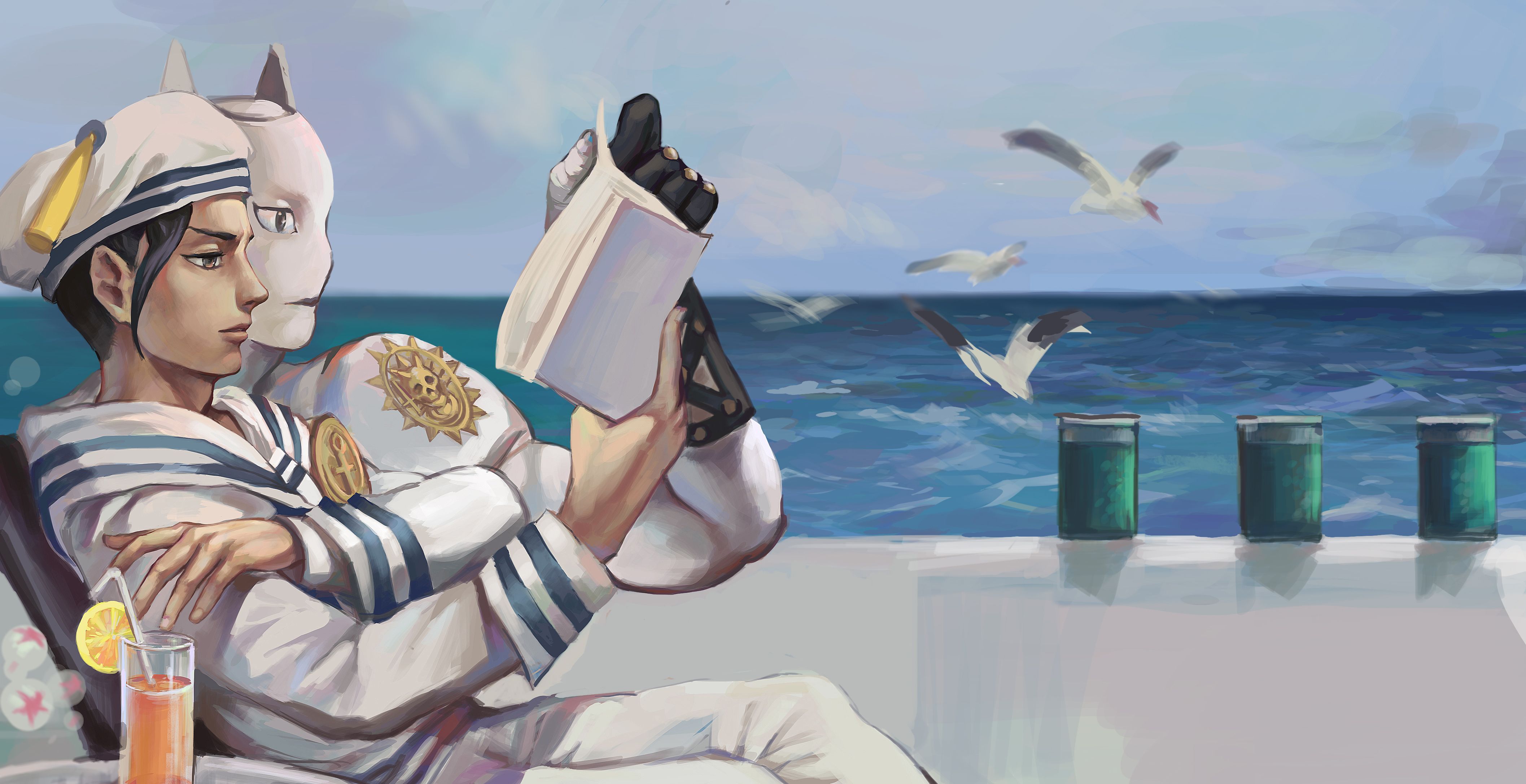Relaxing by the Shore (JJBA Part 8)[4229x2174], HQ Background