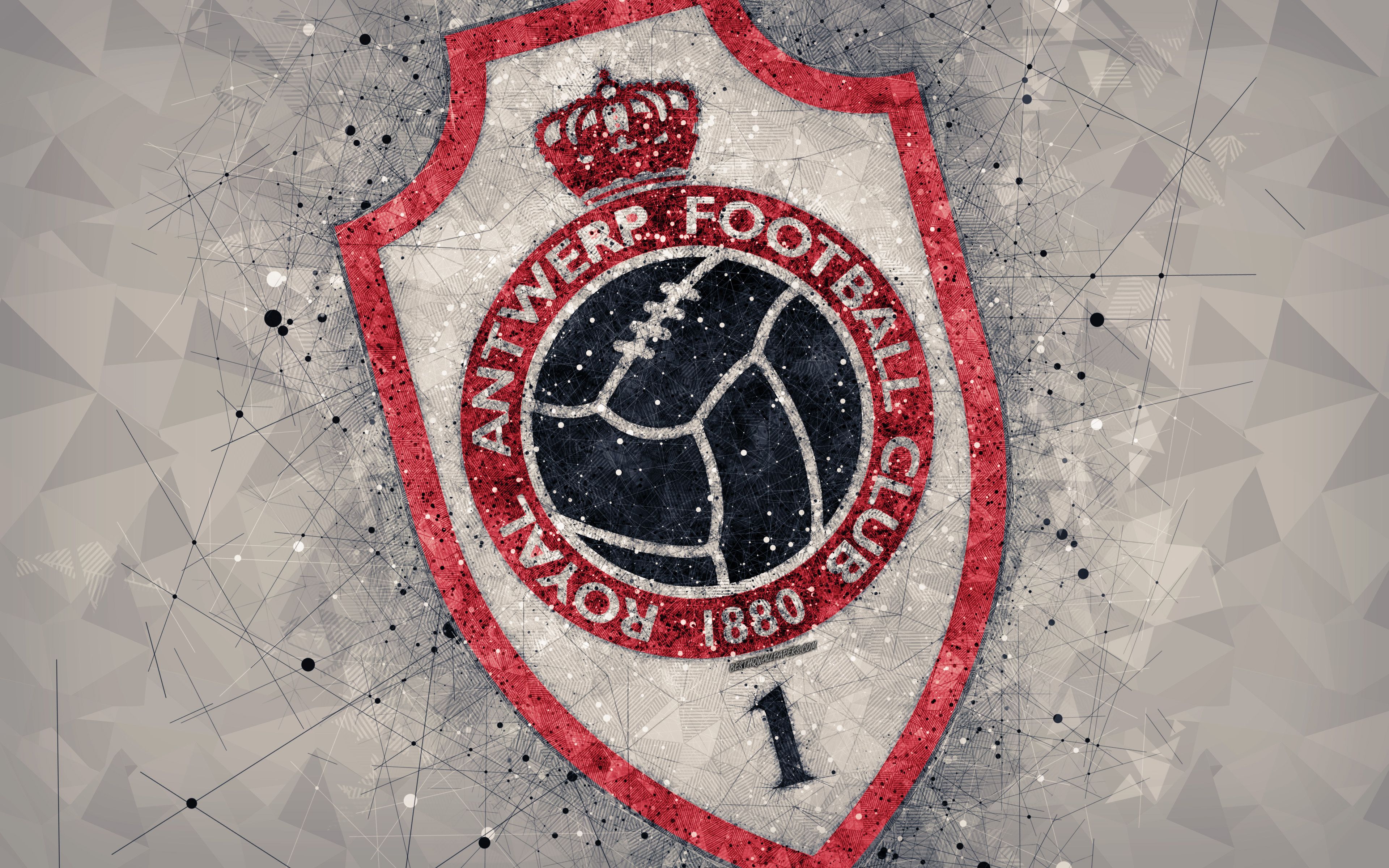 Download wallpaper Royal Antwerp FC, 4k, geometric art, logo