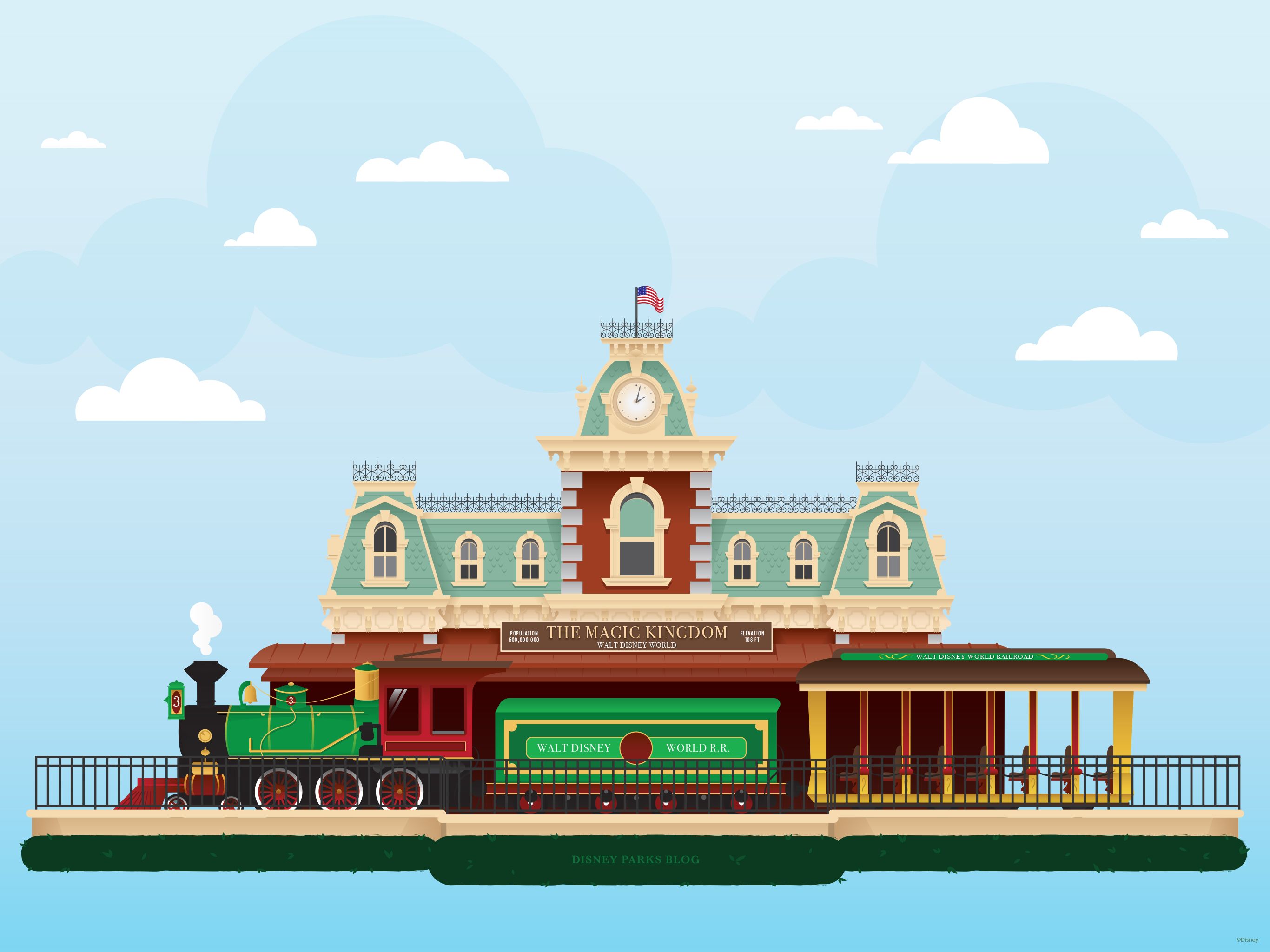 45th Anniversary Wallpaper: Walt Disney World Railroad Train
