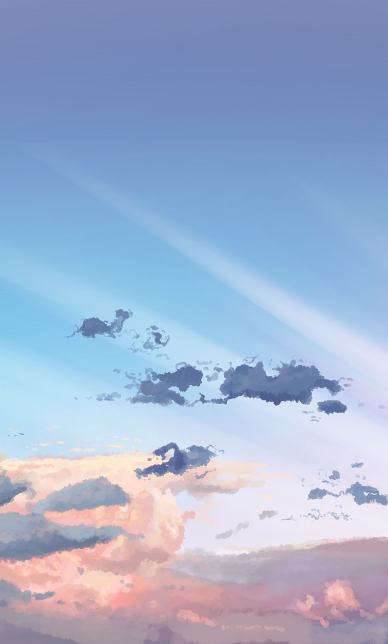 Night Sky Stars Clouds Scenery Landscape Anime 4K Wallpaper iPhone