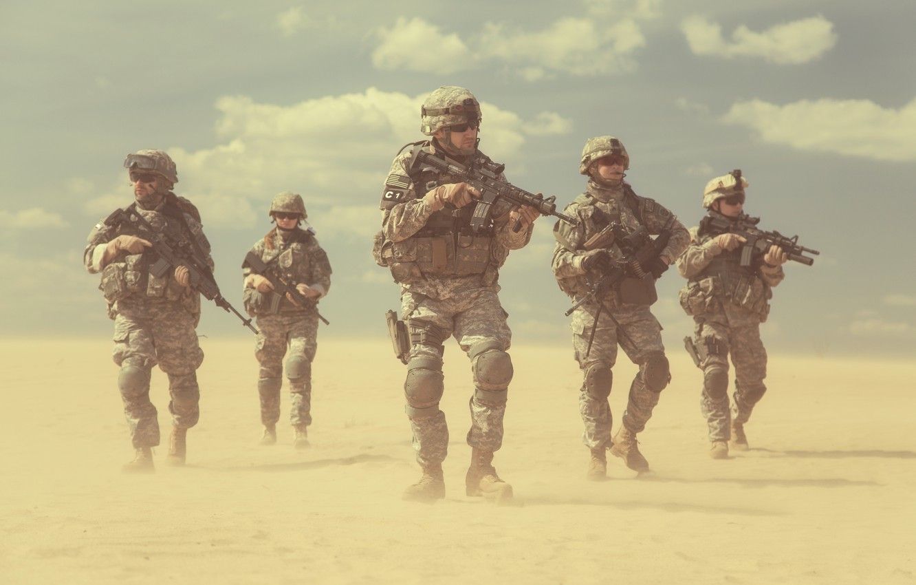 Wallpaper desert, army, soldiers, USA, squad, US army image for desktop, section мужчины