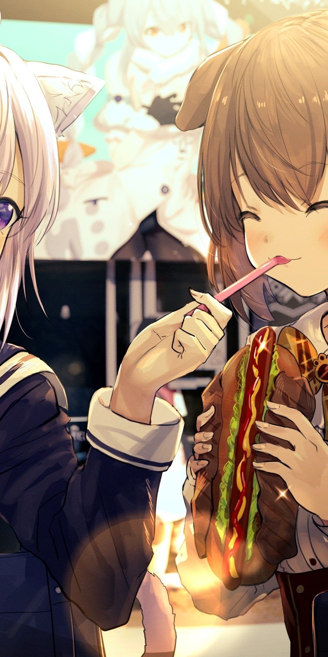 Download 1080x2160 Nekomata Okayu, Inugami Korone, Hololive