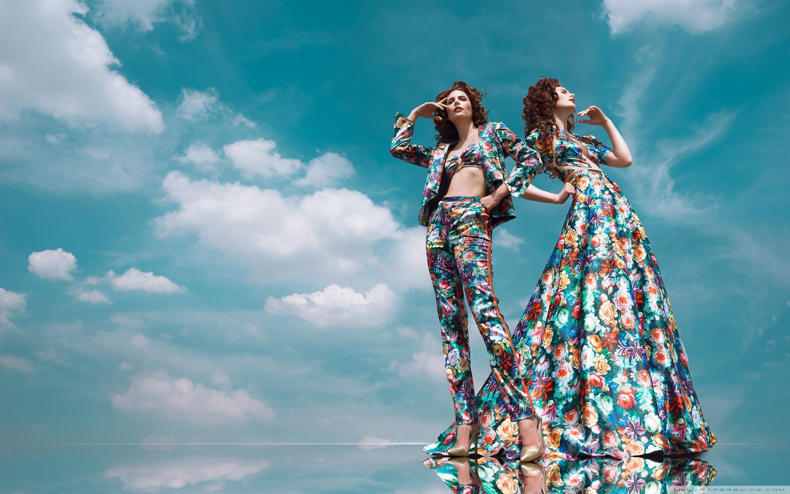 Summer, Floral Prints Clothing, Models, Sky Ultra HD Desktop