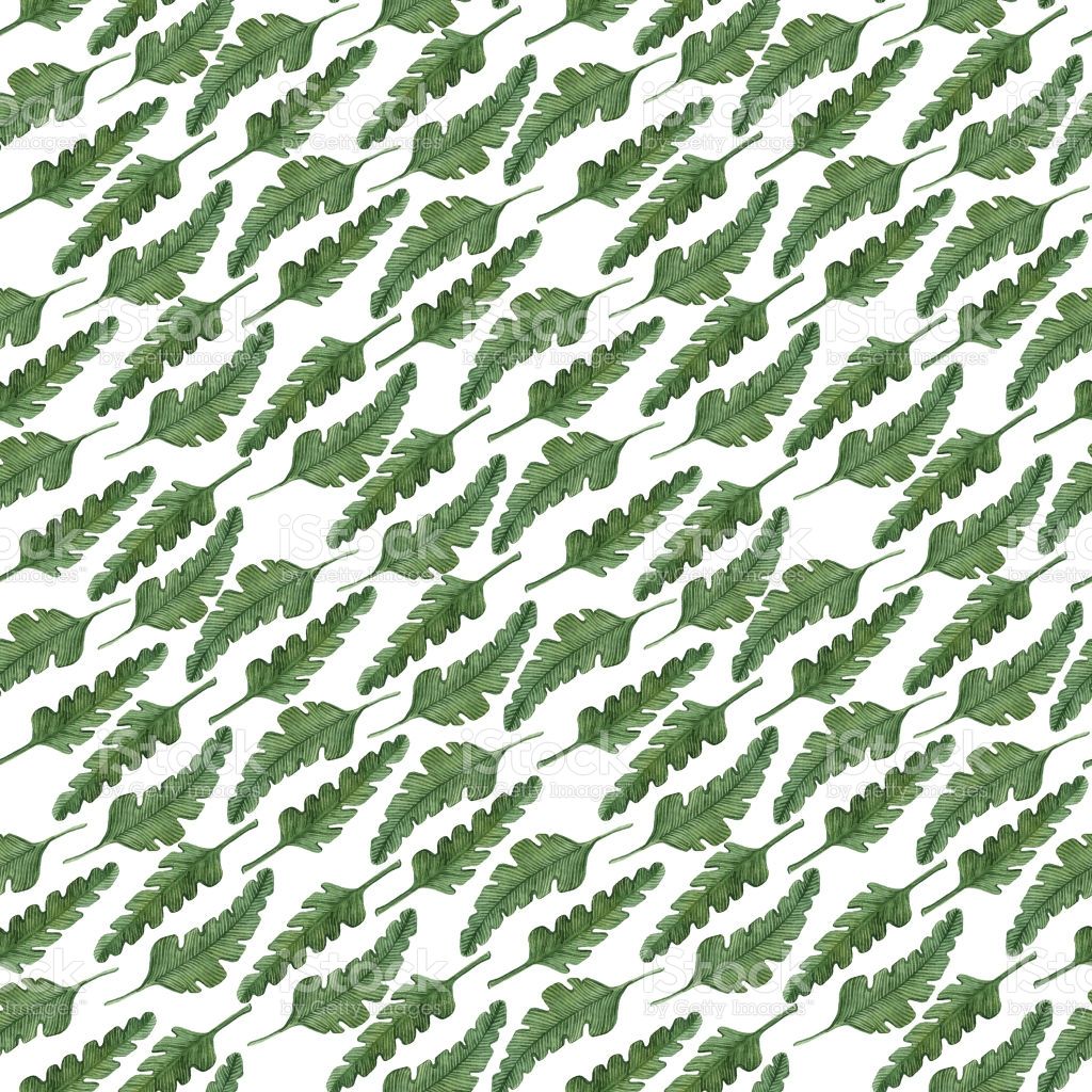 Seamless Watercolor Pattern With Green Leaves Modern Jungle