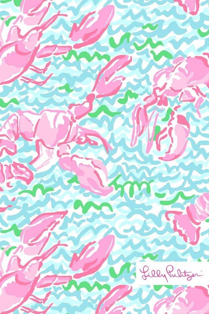 Lilly Pulitzer Summer Lobstah Roll Print iPhone Wallpaper