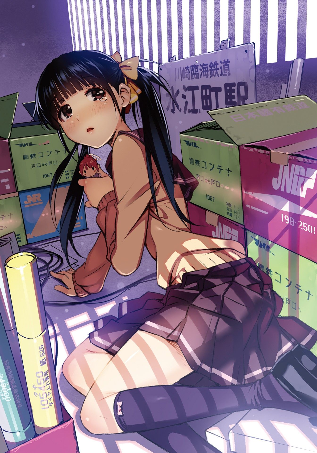 #anime girls, #long hair, #Rail Wars, #anime, #boxes