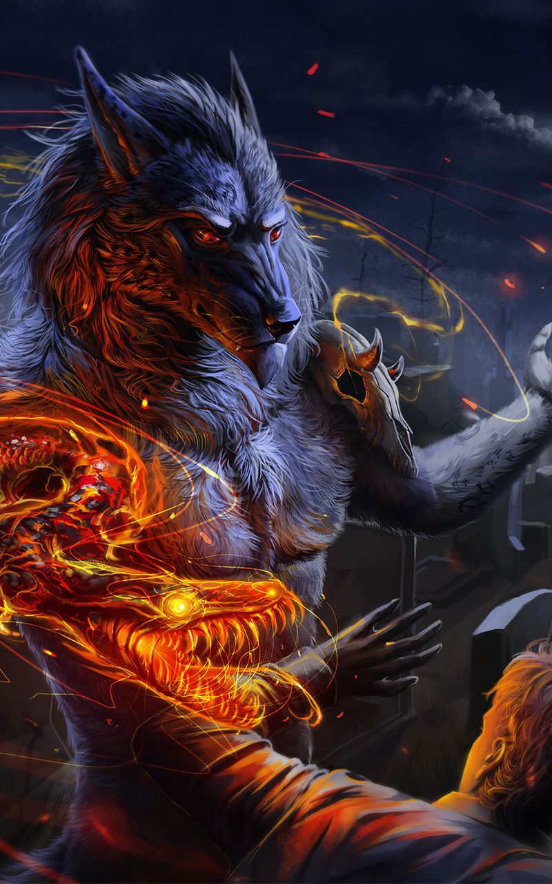 Werewolf Vs Man Flame Night Skull Nexus Samsung Galaxy