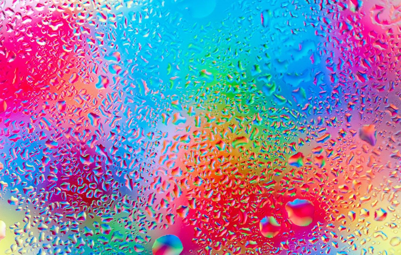 Wallpaper glass, water, drops, colorful, rainbow, glass, rain