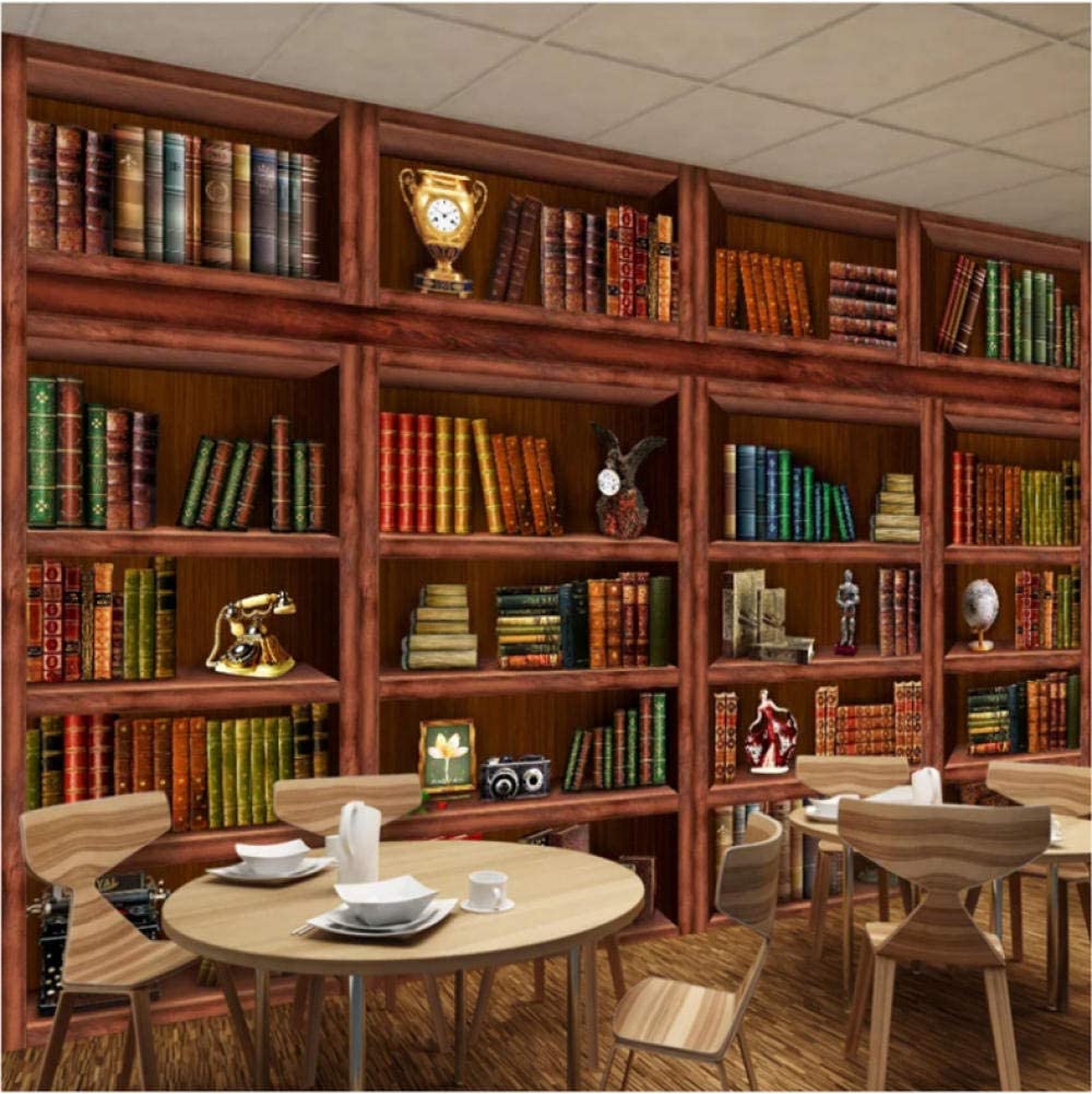 Ponana European Retro Bookshelf Bookcase 3D Photo Wallpaper
