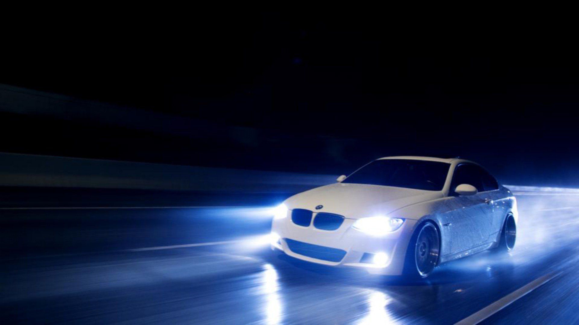 BMW night lights rain cars BMW E92 wallpaperx1080