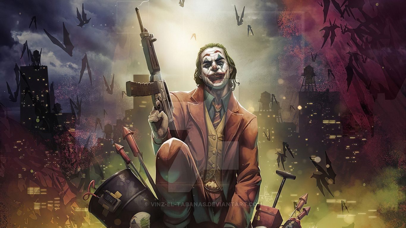 Joker With Gun Art4k 1366x768 Resolution HD 4k Wallpaper