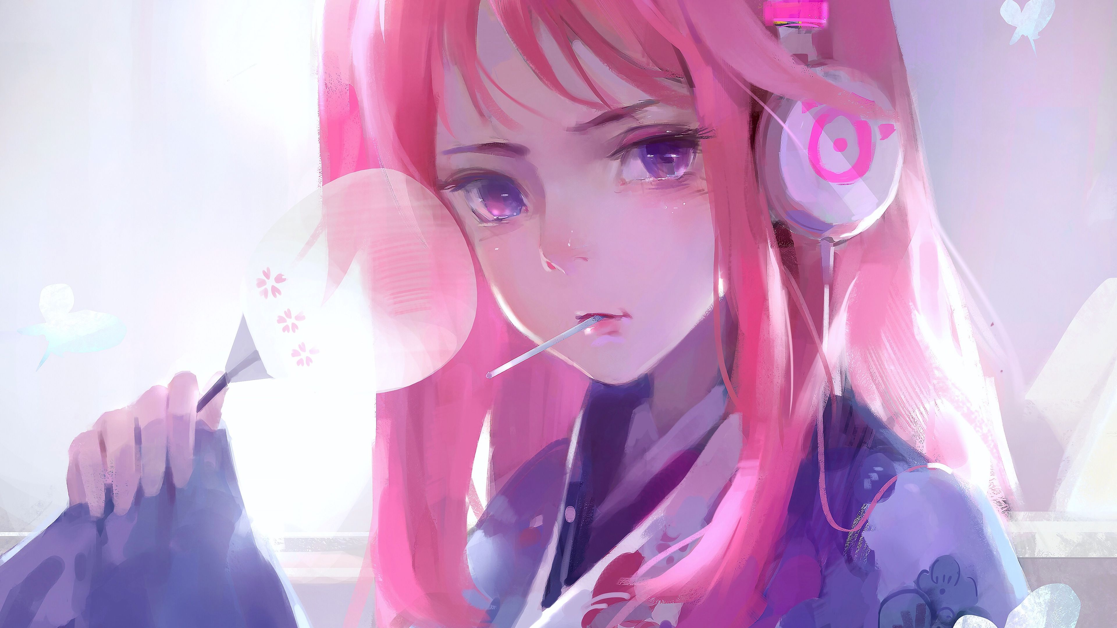 Cute Anime Girl Pink Art 4k, HD Anime, 4k Wallpaper, Image