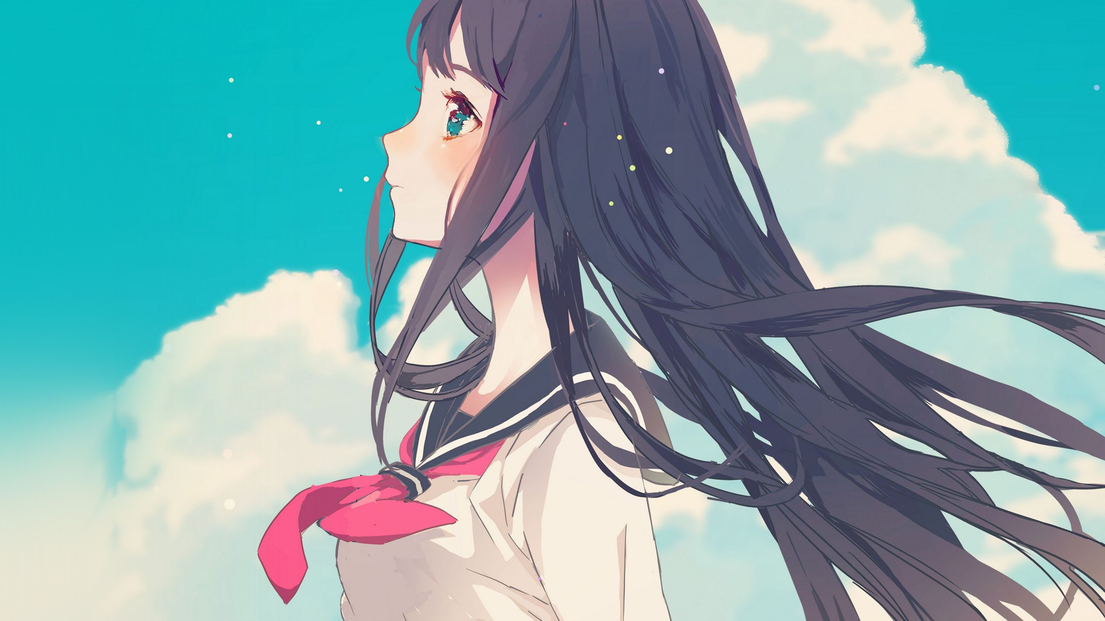 Cute Girl Illustration Anime Sky Wallpaper