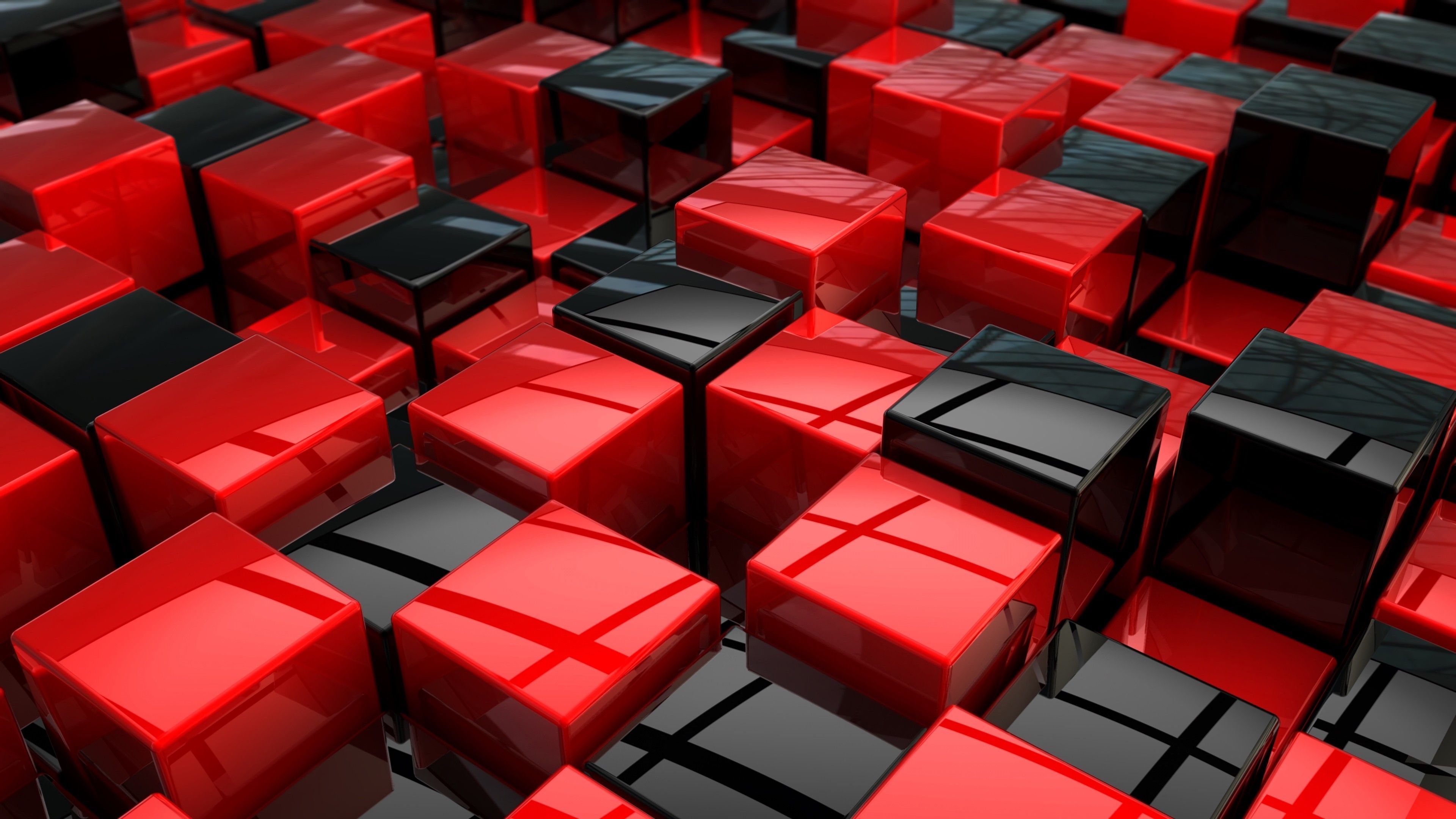 Abstract 3D Cubes Red Black 4K HD Wallpaper