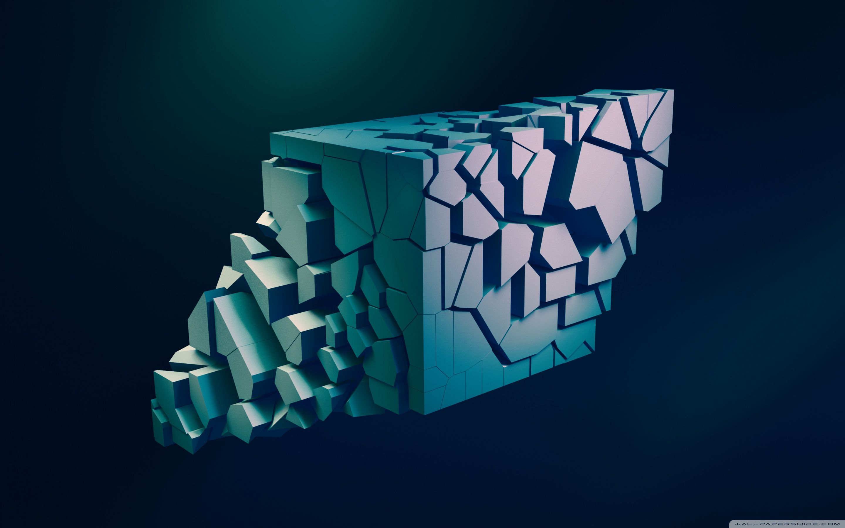 Shattered Abstract 3D Cube Ultra HD Desktop Background Wallpaper