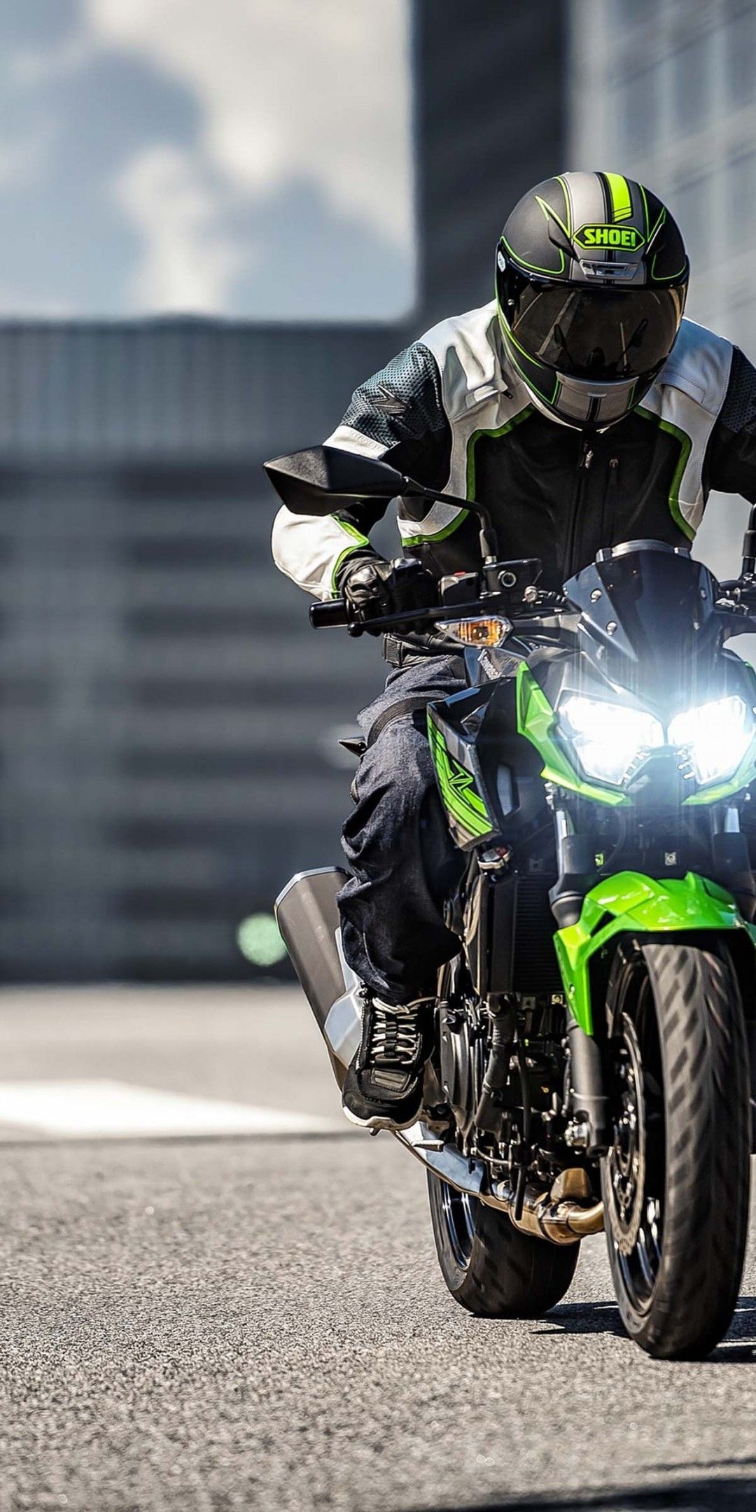 Download 1080x2160 Kawasaki Z Green, Motorcycle Wallpaper