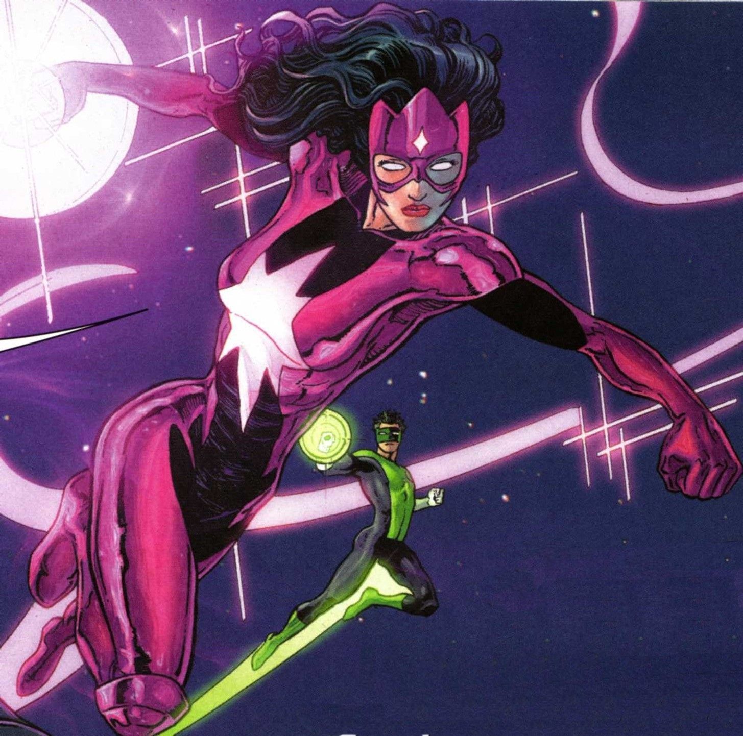 Carol Ferris' New Star Sapphire Uniform in Green Lantern: New Guardians # 0 by Aaron Kuder, Andrei. Green lantern villains, Comic book girl, Star sapphire