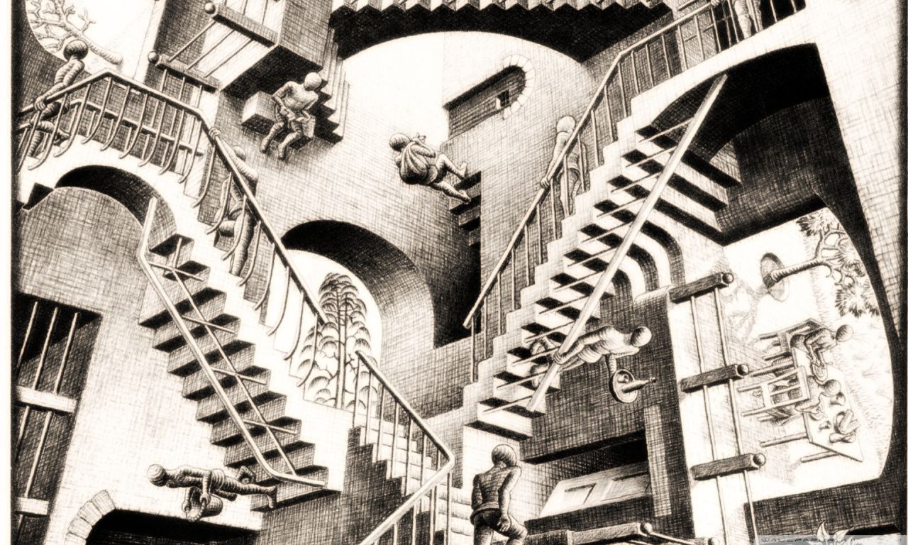 Relativity by M. C. Escher HD desktop wallpaper, High Definition