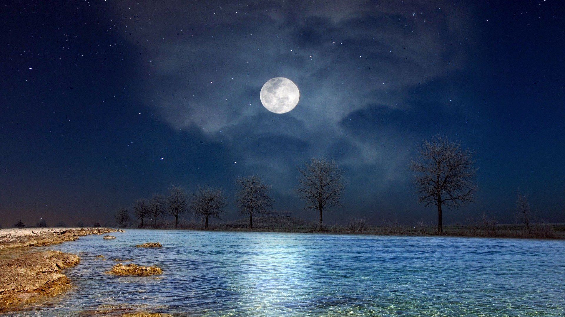Full Moon Over Lake Wallpaper 53482