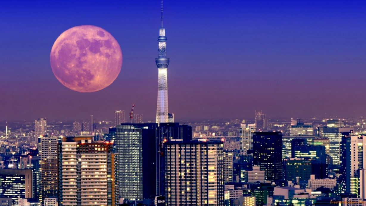 Tokyo Moon At Night Wallpaper Desktop. Background Wallpaper Gallery