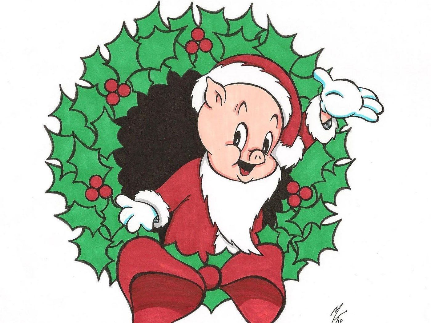 PORKY PIG Looney Tunes Christmas F Wallpaper Desktop Background