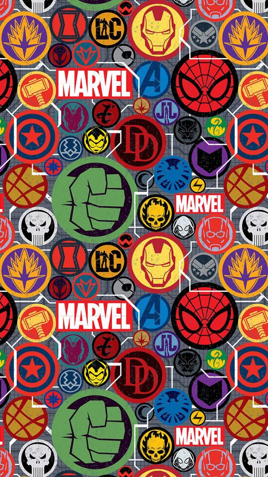 Marvel Superheroes Stickers IPhone Wallpaper Wallpaper
