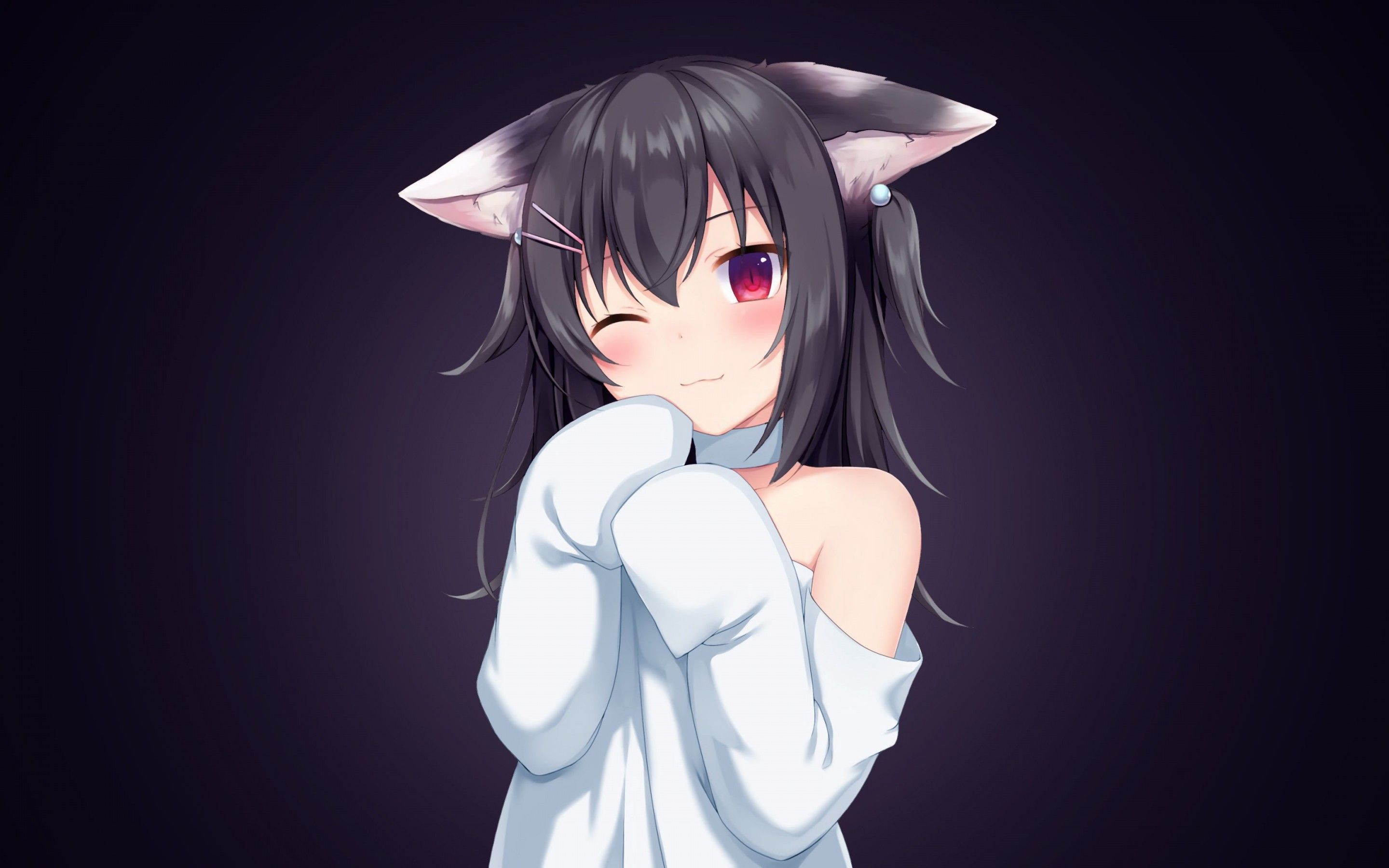 Wallpaper Black Cat, Anime girl, 4K, Anime / Editor's Picks