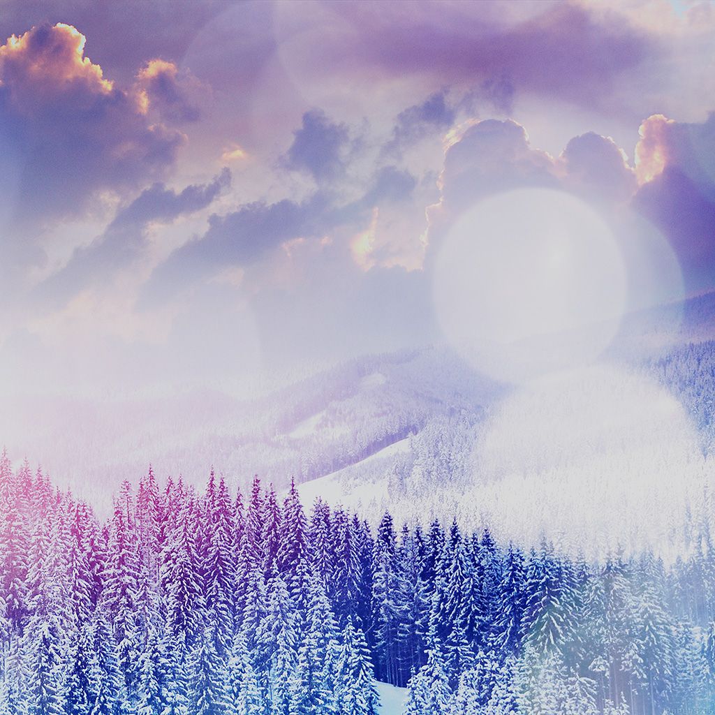 Winter Mountain Snow White Blue Flare Nature iPad Wallpaper Free Download