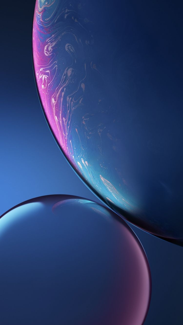 Download 750x1334 wallpaper Bubbles, touch, abstract, iOS 12