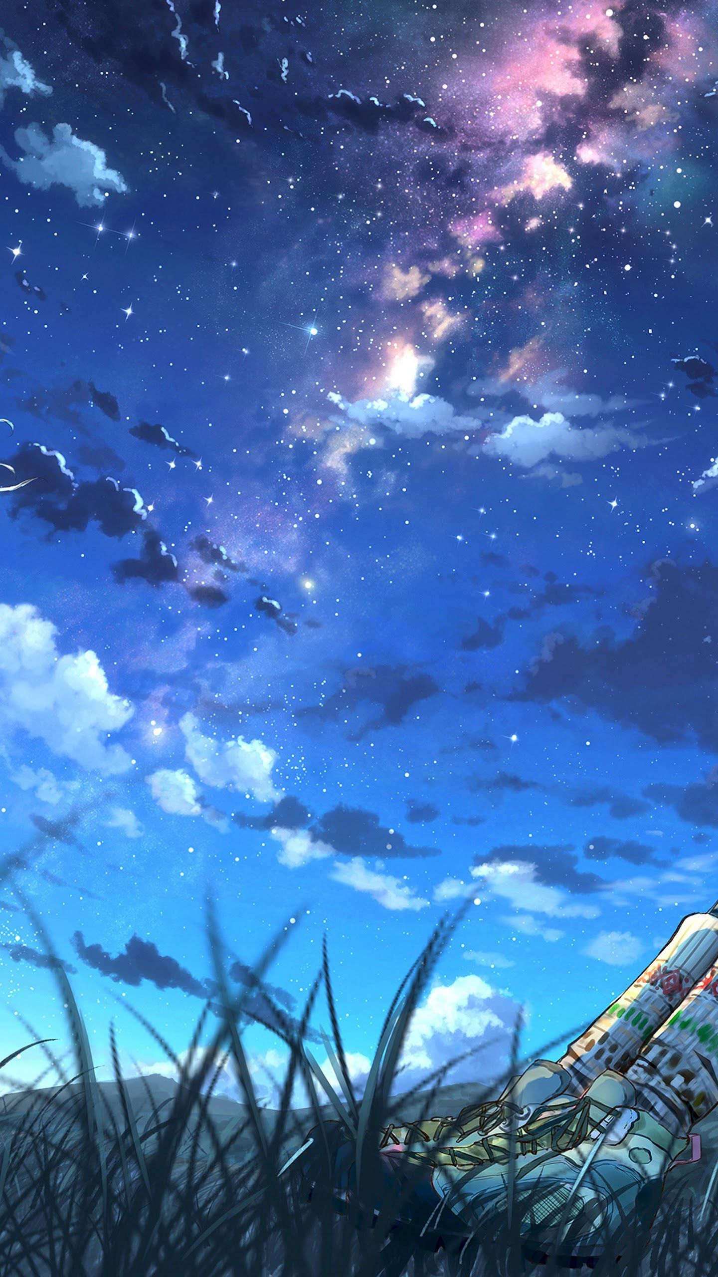 Anime Girl Alone Clouds Sky Scenery Art 4K Wallpaper iPhone HD