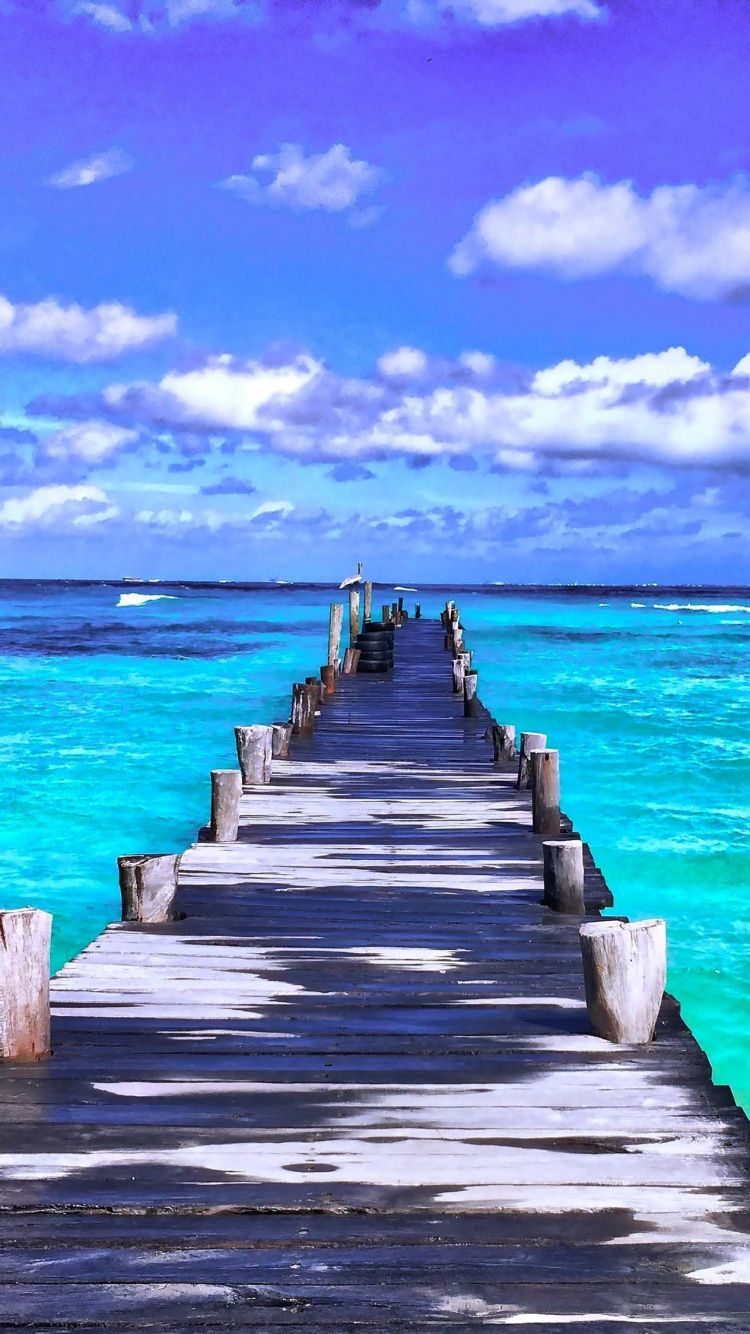 Download Pier, sunny day, beach wallpaper, 750x1334, iphone 7