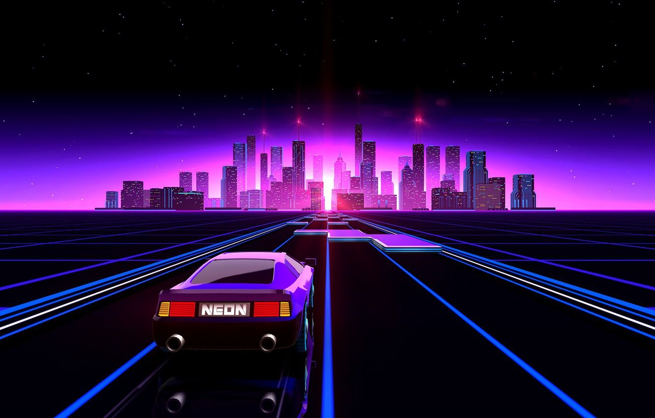 Wallpaper Road, Night, The City, Stars, Neon, Machine, Electronic, Synthpop, Darkwave, Synth, Neon Drive, Retrowave, Synth Pop, Sinti, Synthwave, Synth Pop Image For Desktop, Section игры