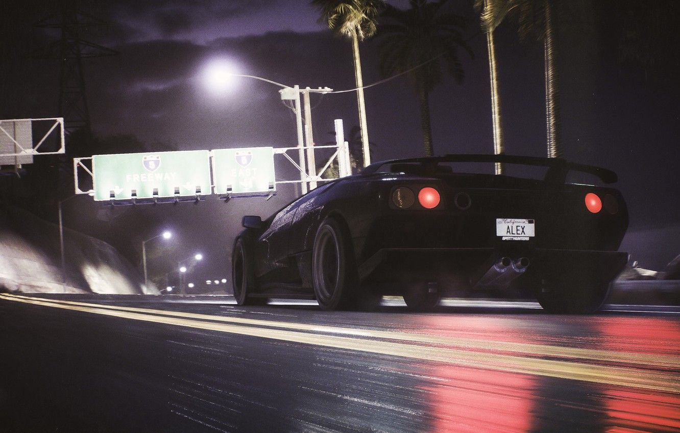 Wallpaper Auto, Road, Night, Lamborghini, Machine, Need for Speed