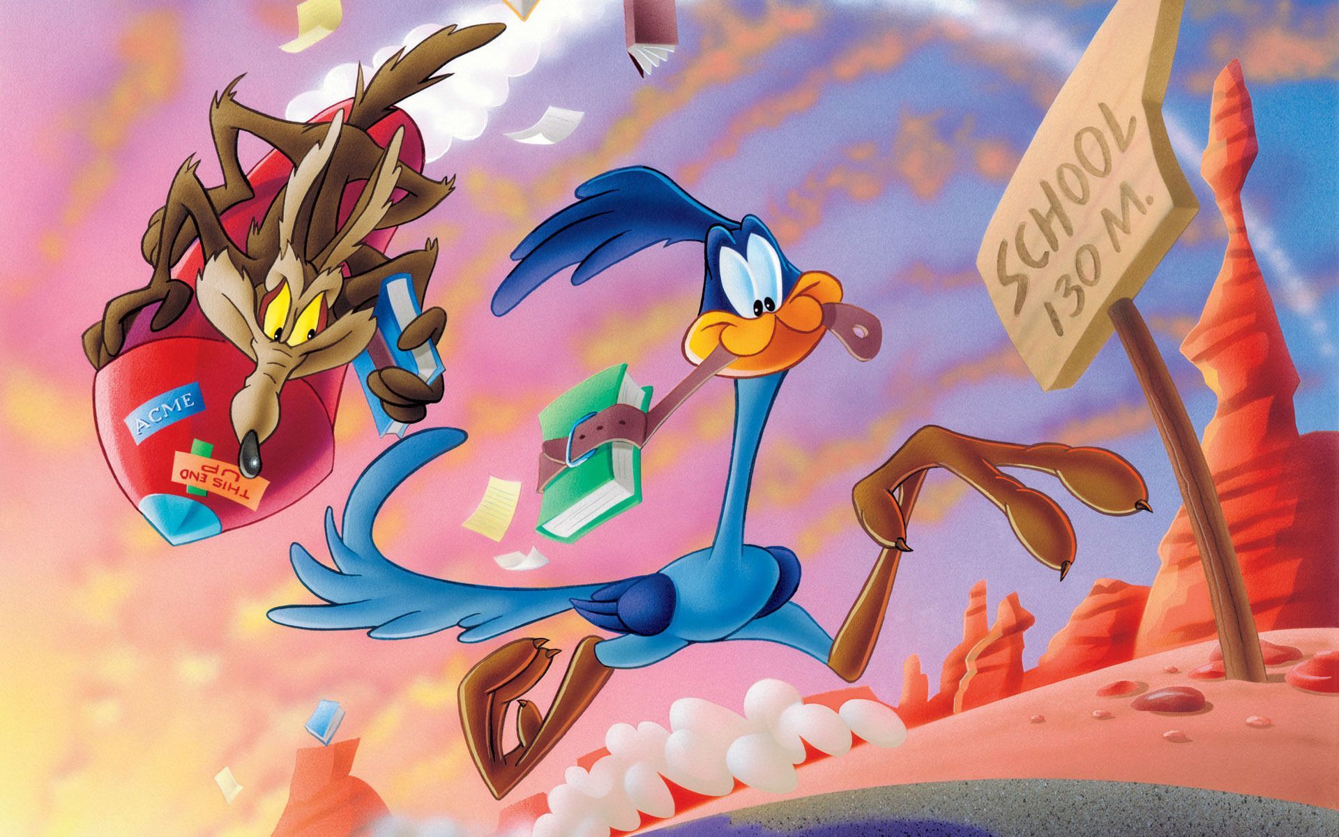 Wile E. Coyote and The Road Runner. Looney tunes